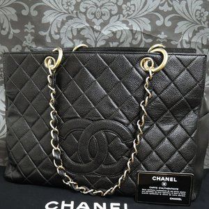 CHANEL Caviar Quilted Large Shopping Tote Black 1301305